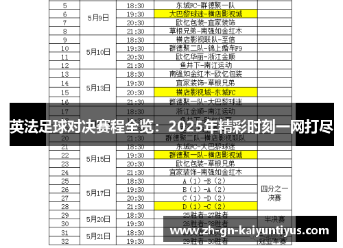 英法足球对决赛程全览：2025年精彩时刻一网打尽