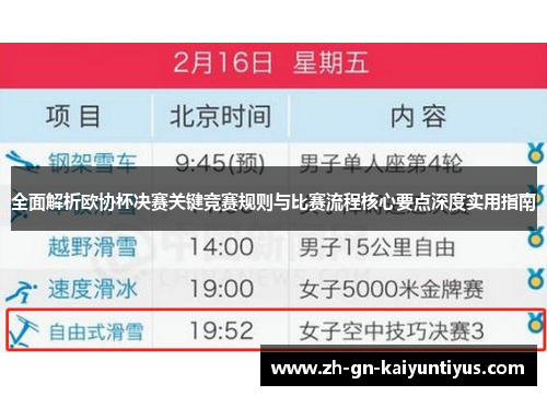 全面解析欧协杯决赛关键竞赛规则与比赛流程核心要点深度实用指南